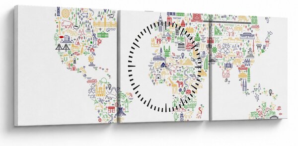 Slika - Slika zemljevida (sa satom) (90x30 cm)