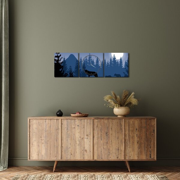 Slika - Krdel volkov pod polno luno (sa satom) (90x30 cm)