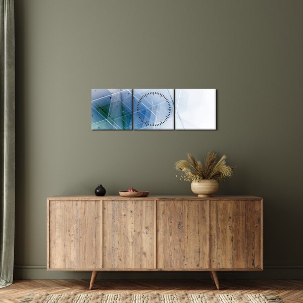 Slika - Geometrijski liki (sa satom) (90x30 cm)