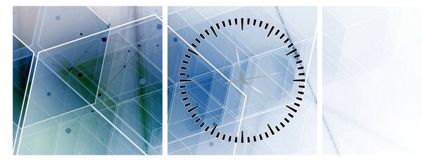 Slika - Geometrijski liki (sa satom) (90x30 cm)