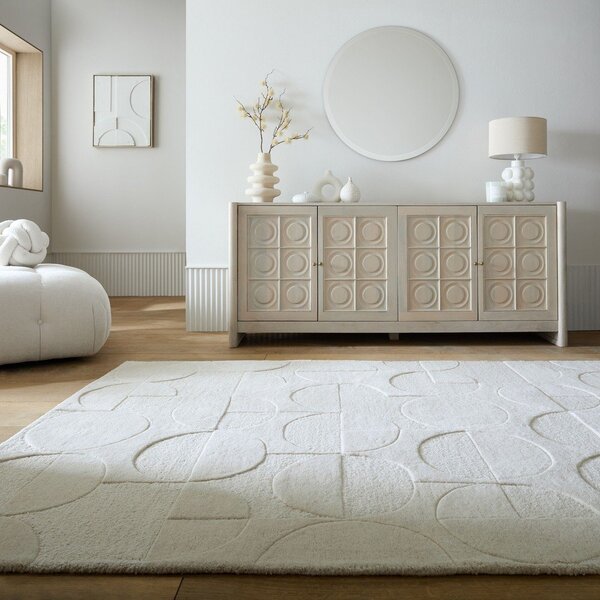 Ručno rađen vunen tepih boje slonovače 120x170 cm Gigi – Flair Rugs