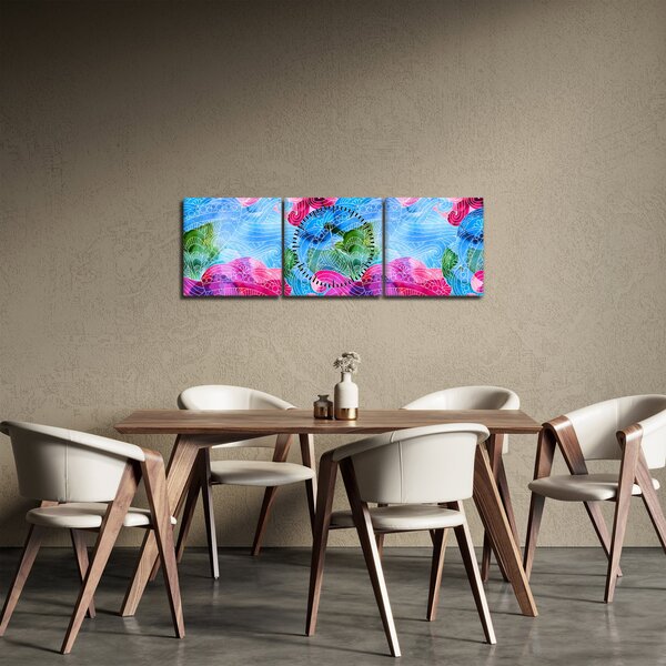Slika - Barvni valovi (sa satom) (90x30 cm)