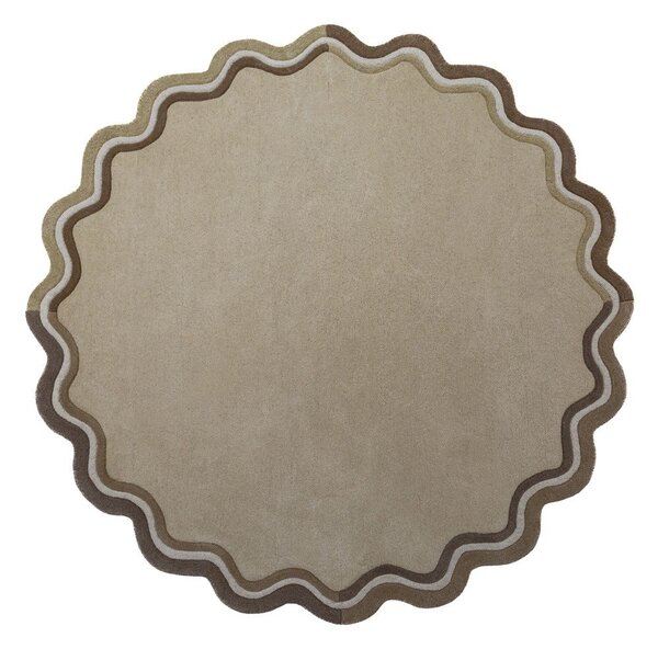 Ručno rađen vunen okrugao tepih u prirodnoj boji ø 180 cm Leo Scallop – Flair Rugs