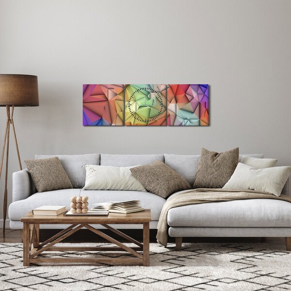Slika - Poligonalna abstrakcija (sa satom) (90x30 cm)