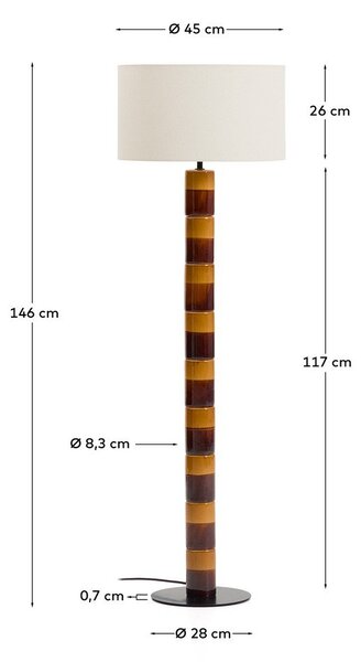 Stojeća svjetiljka s tekstilnim sjenilom (visina 146 cm) Mavran – Kave Home