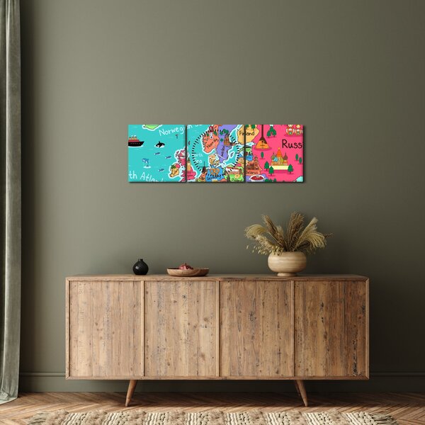 Slika - Otroški zemljevid Evrope (sa satom) (90x30 cm)