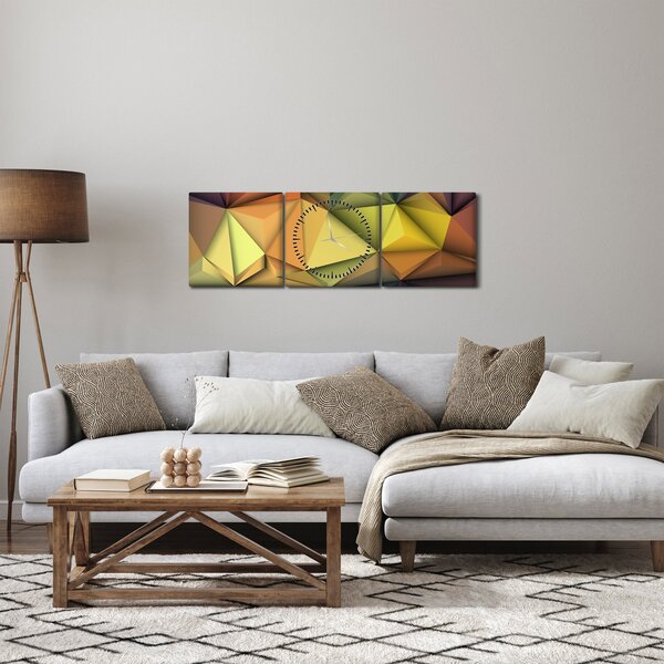 Slika - Poligonalna 3D abstrakcija (sa satom) (90x30 cm)