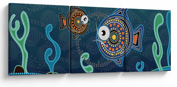Poslikava - Poslikane ribe (sa satom) (90x30 cm)