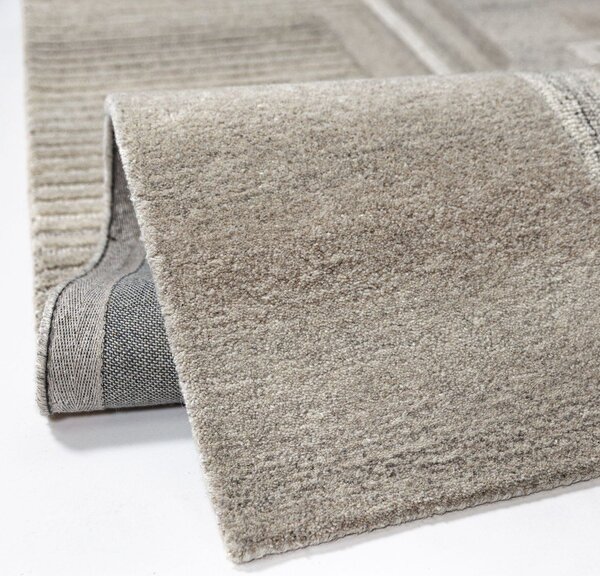 Sivo-bež ručno rađen vunen tepih 140x200 cm Lira – Flair Rugs