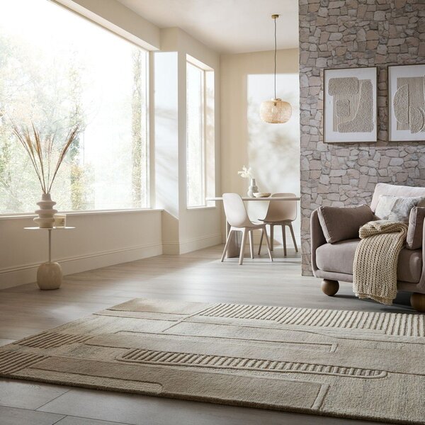 Sivo-bež ručno rađen vunen tepih 140x200 cm Lira – Flair Rugs