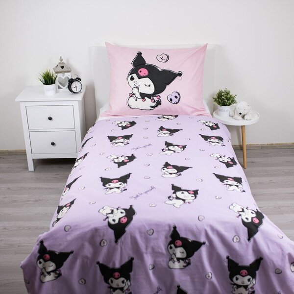 Ružičasta pamučna dječja posteljina za krevet za jednu osobu 140x200 cm Hello Kitty "Kuromi" – Jerry Fabrics