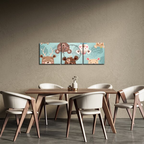 Slika - Veseli medvedki (sa satom) (90x30 cm)