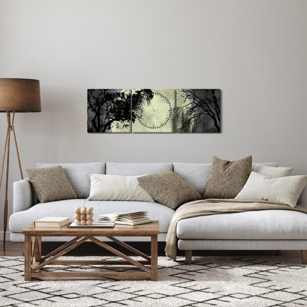 Slika - Polna luna nad površjem, črno-bela različica (sa satom) (90x30 cm)