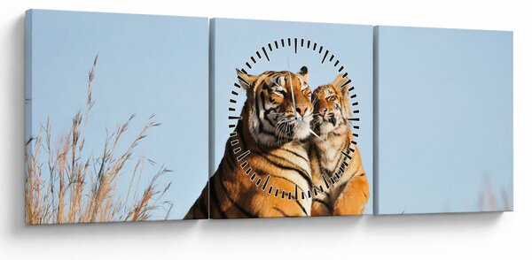 Slika - Tigrica in njen mladič (sa satom) (90x30 cm)