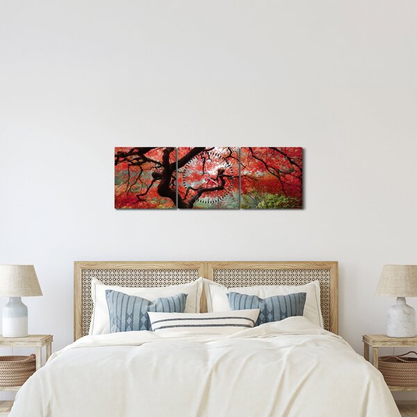 Slika rdečega japonskega javorja, Portland, Oregon (sa satom) (90x30 cm)