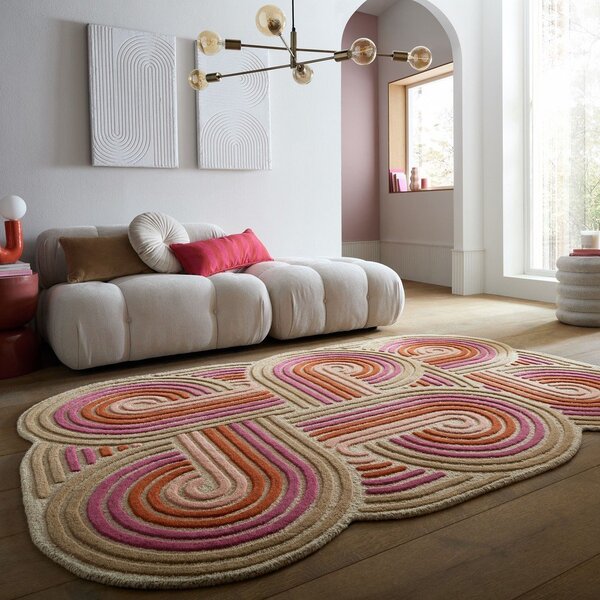 Ružičasti ručno rađen vunen tepih 140x200 cm Spiral Shaped – Flair Rugs