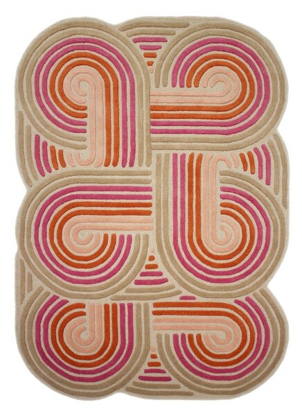 Ružičasti ručno rađen vunen tepih 140x200 cm Spiral Shaped – Flair Rugs