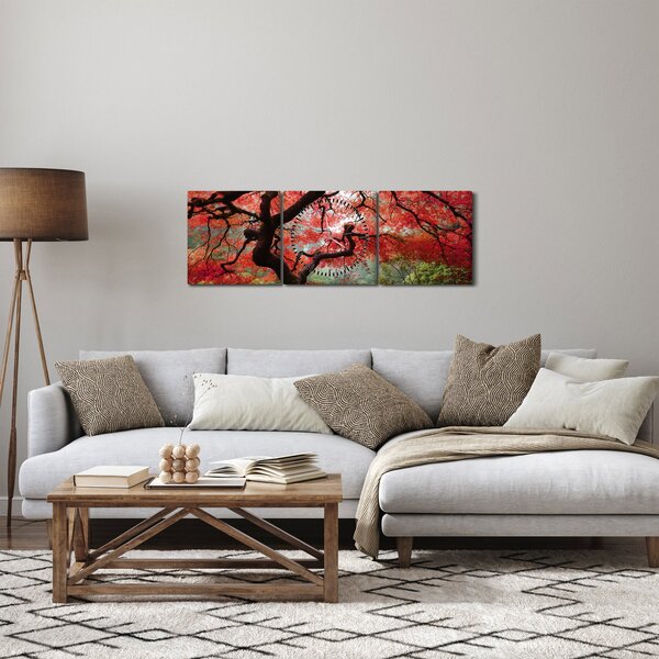 Slika rdečega japonskega javorja, Portland, Oregon (sa satom) (90x30 cm)