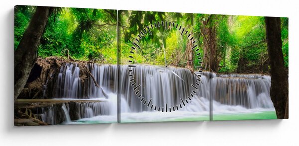 Slika slapa v Kanchanaburiju na Tajskem (sa satom) (90x30 cm)