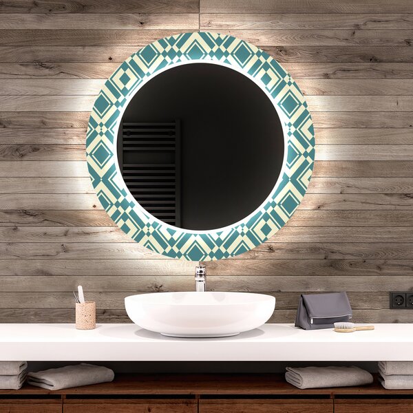 Okruglo Ukrasno Zrcalo S LED Osvjetljenjem Za Kupaonicu - Abstract Seamless