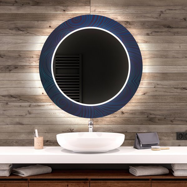 Okruglo Ukrasno Zrcalo S LED Osvjetljenjem Za Kupaonicu - Blue Drawing