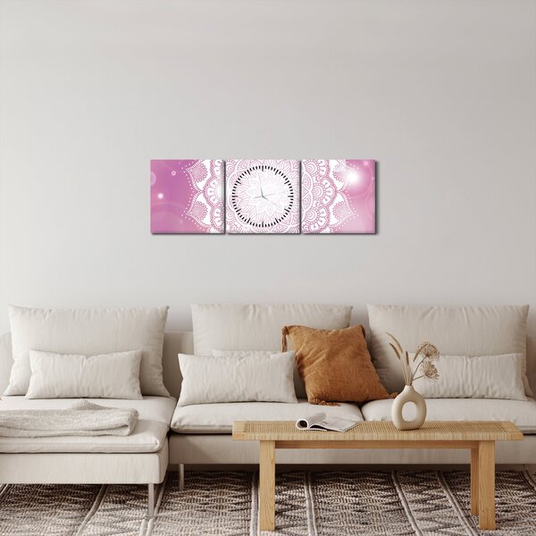 Slika mandale v roza ozadju (sa satom) (90x30 cm)