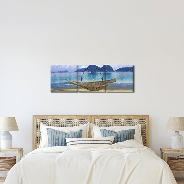 Slika viseče mreže na plaži 2 (sa satom) (90x30 cm)