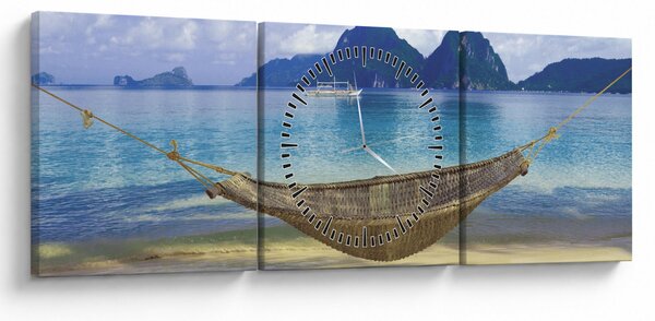 Slika viseče mreže na plaži 2 (sa satom) (90x30 cm)