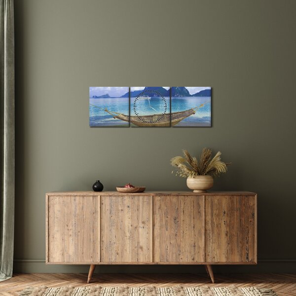 Slika viseče mreže na plaži 2 (sa satom) (90x30 cm)