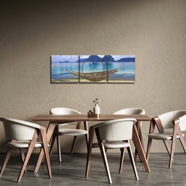 Slika viseče mreže na plaži 2 (sa satom) (90x30 cm)
