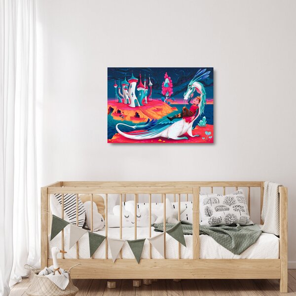 Staklena slika - Princ in zmajeva princesa (70x50 cm)