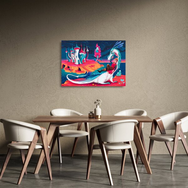 Staklena slika - Princ in zmajeva princesa (70x50 cm)