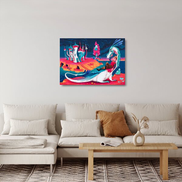 Staklena slika - Princ in zmajeva princesa (70x50 cm)