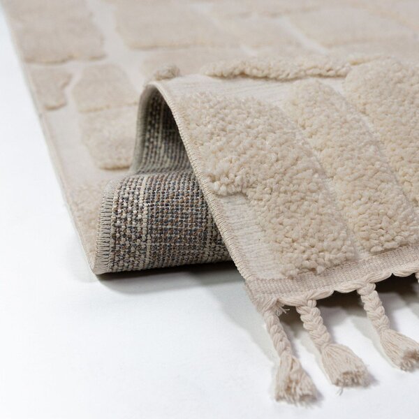 Krem tepih 133x190 cm Esra Cobbled – Flair Rugs
