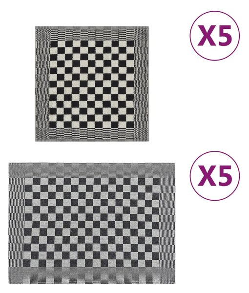 VidaXL Set ručnika od 10 komada crno-bijeli pamučni