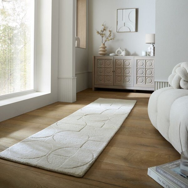 Ručno rađena vunena staza boje slonovače 60x230 cm Gigi – Flair Rugs