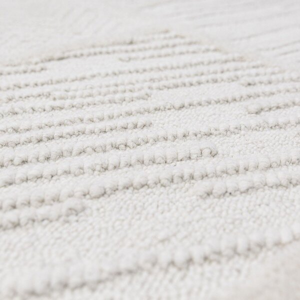 Bijeli ručno rađen tepih od mješavine vune 140x200 cm Sculptured Blocks – Flair Rugs