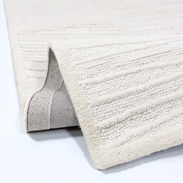 Bijeli ručno rađen tepih od mješavine vune 140x200 cm Sculptured Blocks – Flair Rugs