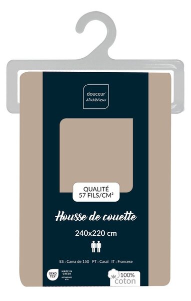 Bež pamučna navlaka za poplun za bračni krevet/za produženi krevet 240x220 cm Lina – douceur d'intérieur