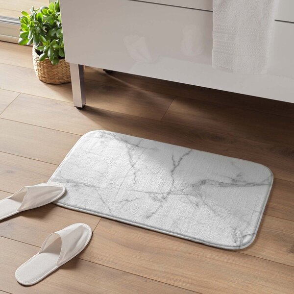 Bijela/siva tekstilna kupaonska prostirka 45x75 cm Marbre – douceur d'intérieur