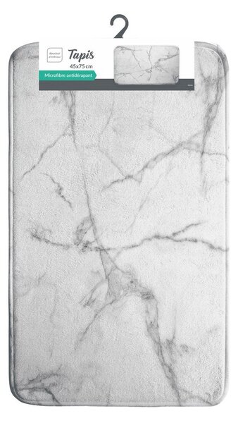 Bijela/siva tekstilna kupaonska prostirka 45x75 cm Marbre – douceur d'intérieur