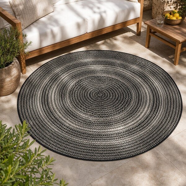 Crni vanjski tepih Universal Silvana Rutto, ⌀ 120 cm