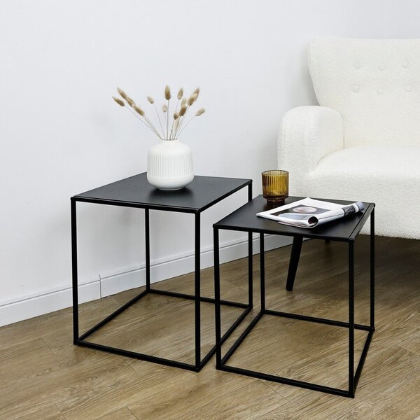 Crni metalni stolići za kavu u setu 2 kom 38x38 cm Alrik – Yes Everyday