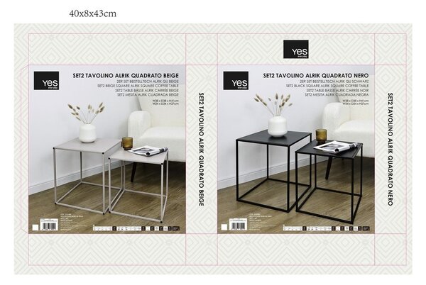 Crni metalni stolići za kavu u setu 2 kom 38x38 cm Alrik – Yes Everyday