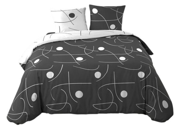 Bijela/tamno siva 3-dijelna posteljina za bračni krevet/za produženi krevet od mikrovlakana 240x220 cm Sonate – douceur d'intérieur