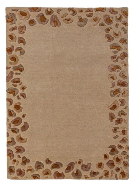Ručno rađen tepih od mješavine vune u prirodnoj boji 140x200 cm Leopard Frame – Flair Rugs