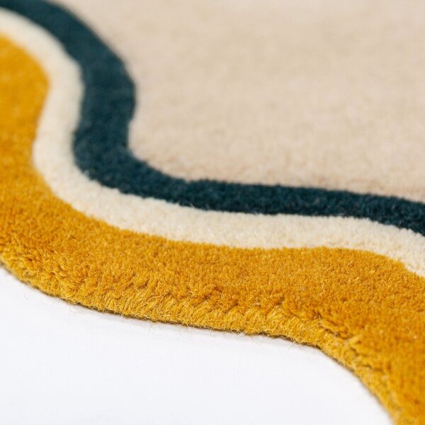 Ručno rađen vunen okrugao tepih u prirodnoj boji ø 180 cm Leo Scallop – Flair Rugs
