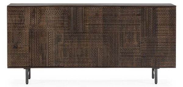 Tamno smeđa komoda od masivnog manga 160x75x40 cm Kalai – MOME