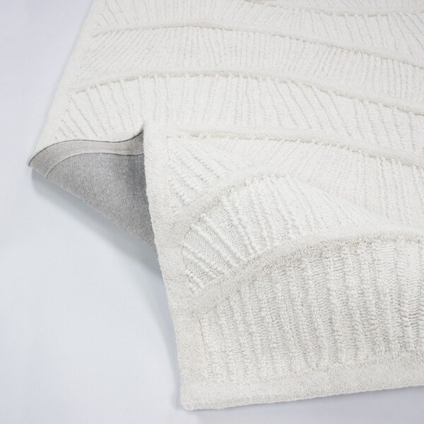 Bijeli ručno rađen tepih od mješavine vune 140x200 cm Sculptured Wave – Flair Rugs