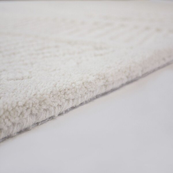Bijeli ručno rađen tepih od mješavine vune 140x200 cm Sculptured Wave – Flair Rugs